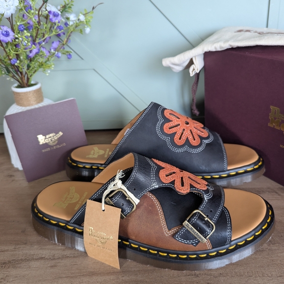 Dr. Martens Other - Dr. Martens Dayne Made in England Leather & Suede Applique Slides